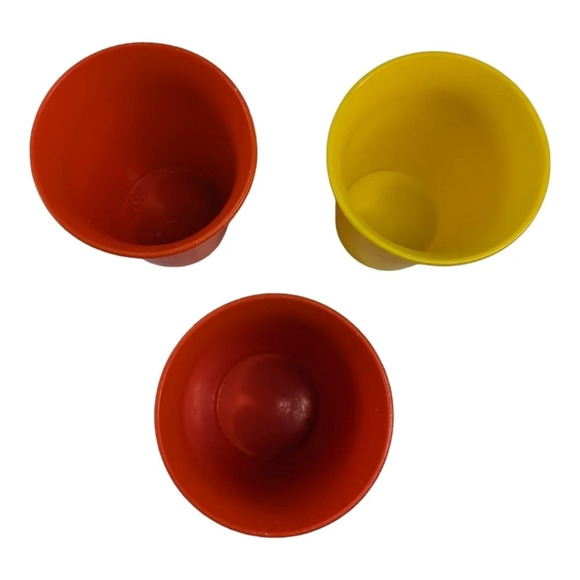 Trio of Vintage Flared Edge Tupperware Plastic Cups 2-Orange/1 Yellow - Picture 3 of 5